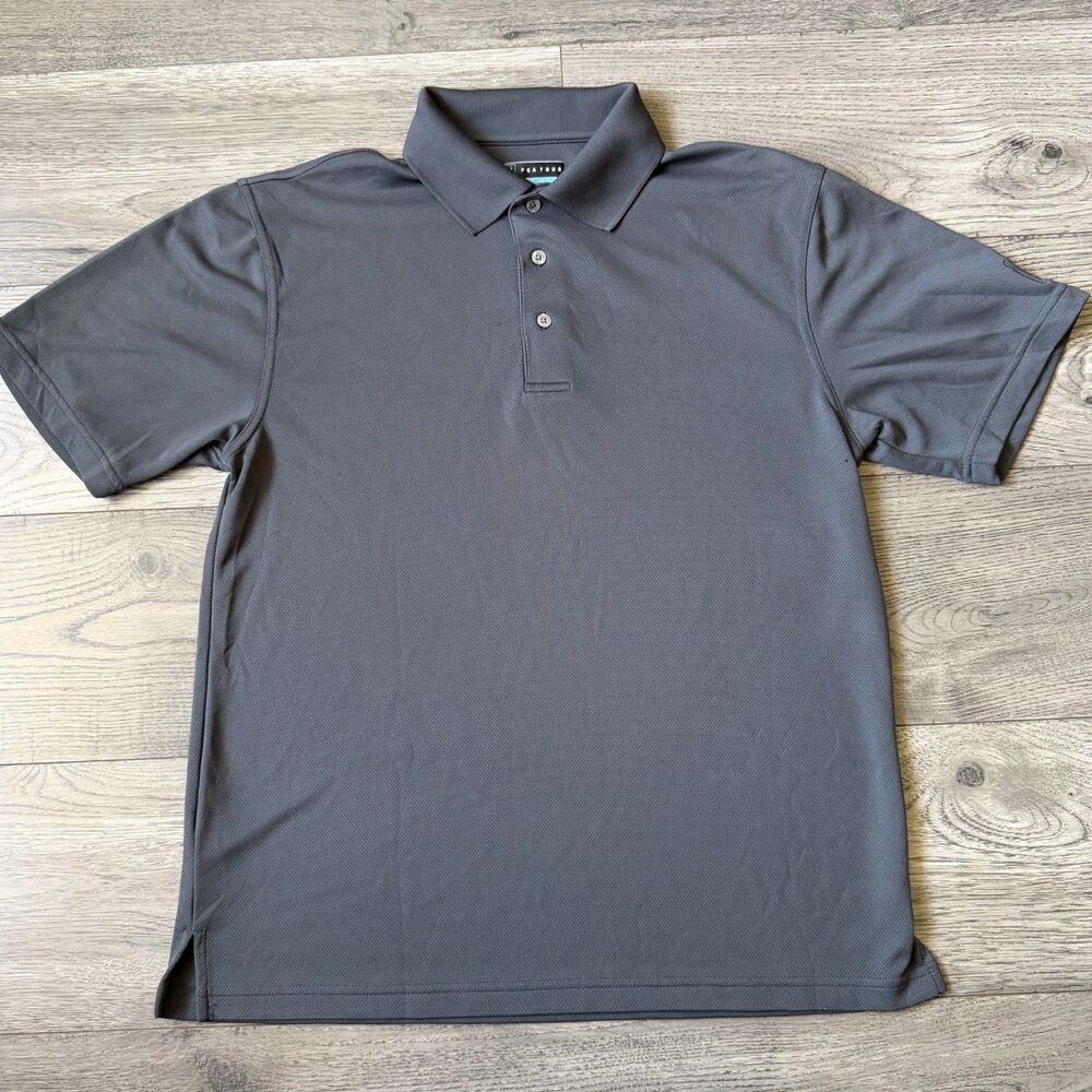 PGA Tour Airflux Golf Polo Shirt Men's Gray Short Sleeve Performance Size Medium